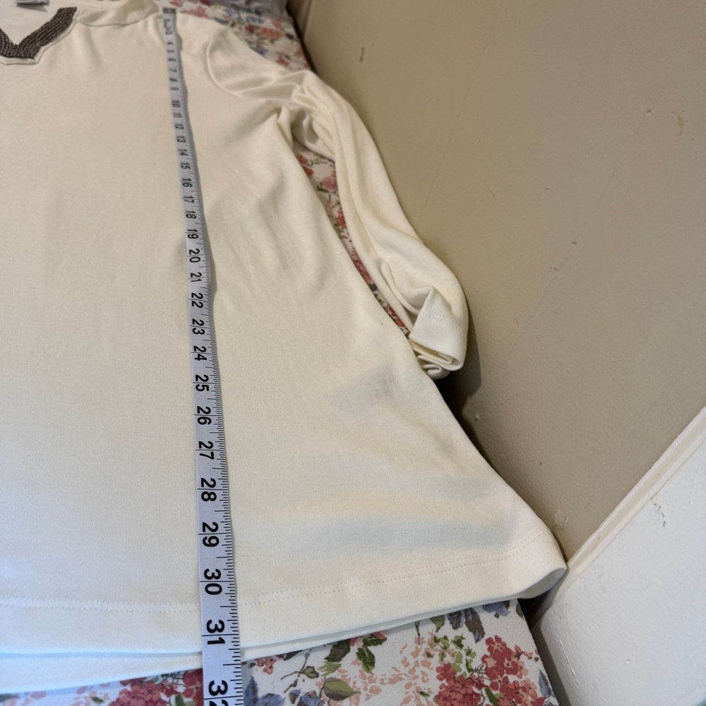 Chico's Womens Basic Cream Top XL Beaded Minimalist Capsule‎ Career Business - Picture 10 of 11